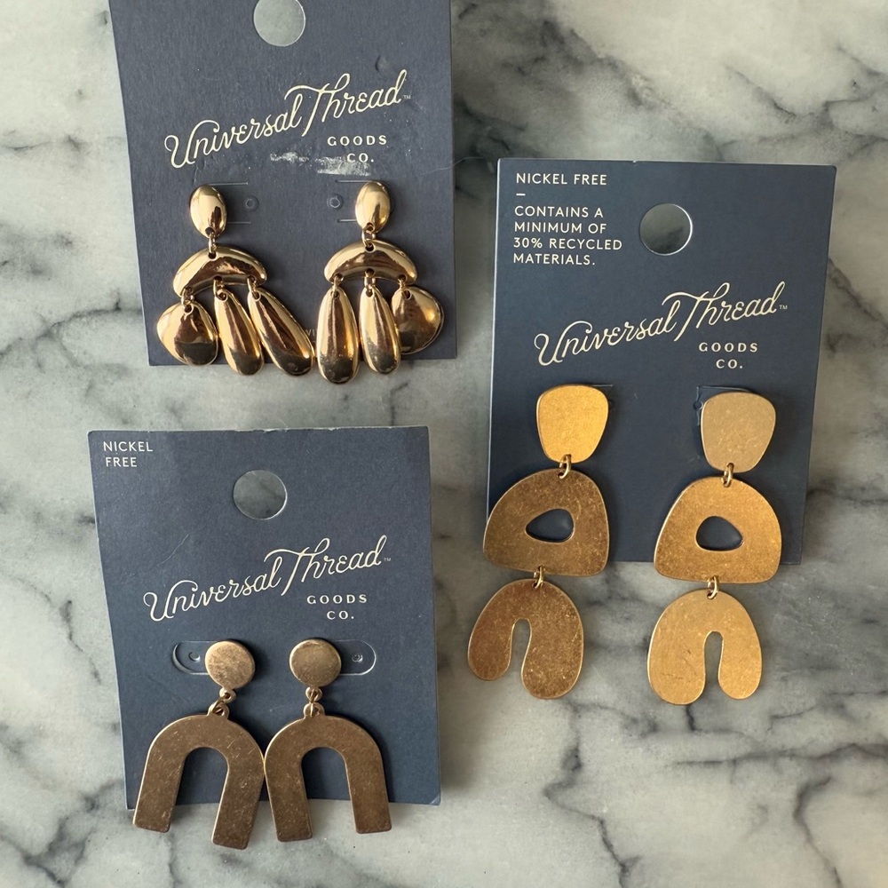 Universal Thread Earrings Bundle - 3 Pairs